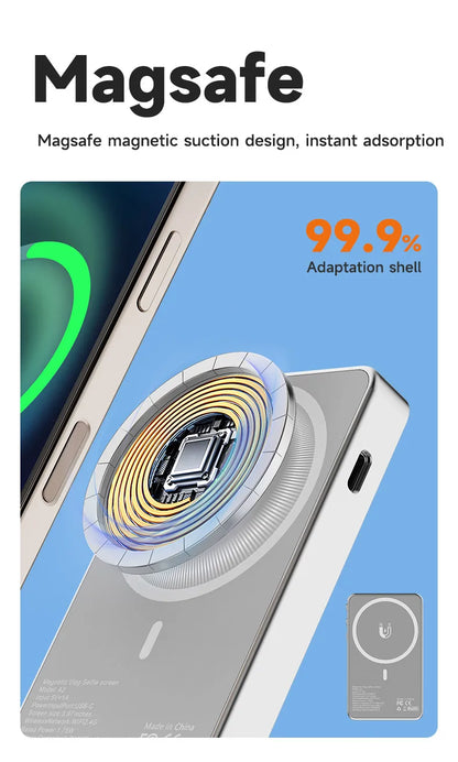 Newest A2 Wireless Real-time Magnetic Phone Monitor Screen Using Rear Camera for Selfie Vlog Live Stream Phone Mirroring