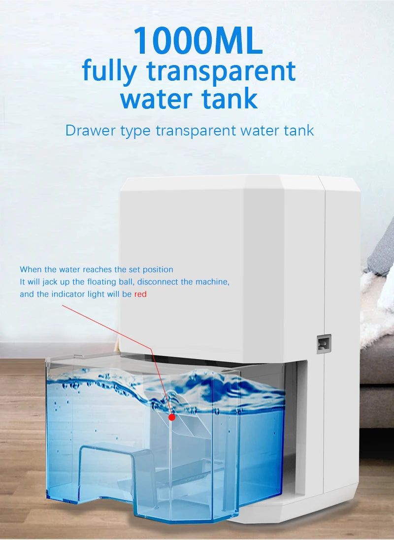 2025 Hot Selling 1.1L Mini Portable Home Air Dehumidifier Electric with Washable Air Filter for Household and Basement