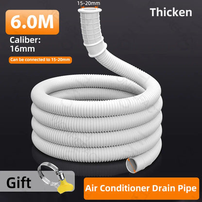 Universal Air Conditioning Drainage Hose Dehumidifier Drain Hose Lengthen 15-20 mm Cuttable Corrugated Drainpipe（White）