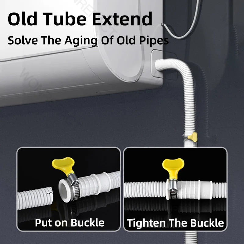 Universal Air Conditioning Drainage Hose Dehumidifier Drain Hose Lengthen 15-20 mm Cuttable Corrugated Drainpipe（White）