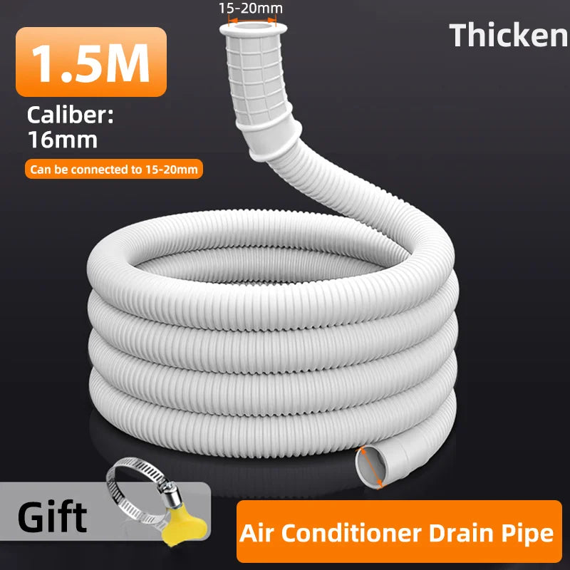 Universal Air Conditioning Drainage Hose Dehumidifier Drain Hose Lengthen 15-20 mm Cuttable Corrugated Drainpipe（White）