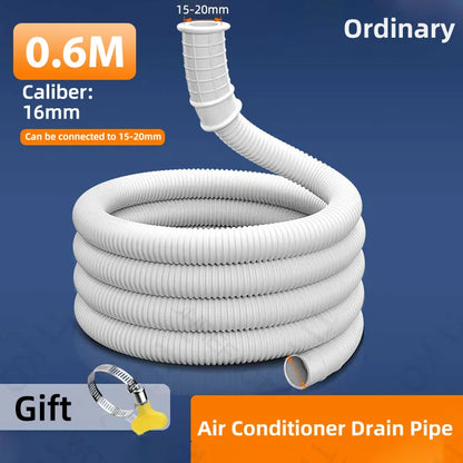 Universal Air Conditioning Drainage Hose Dehumidifier Drain Hose Lengthen 15-20 mm Cuttable Corrugated Drainpipe（White）