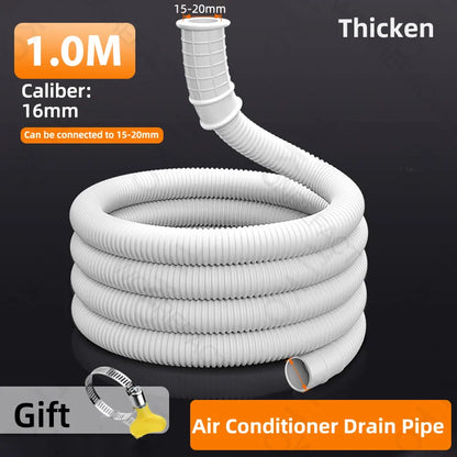 Universal Air Conditioning Drainage Hose Dehumidifier Drain Hose Lengthen 15-20 mm Cuttable Corrugated Drainpipe（White）