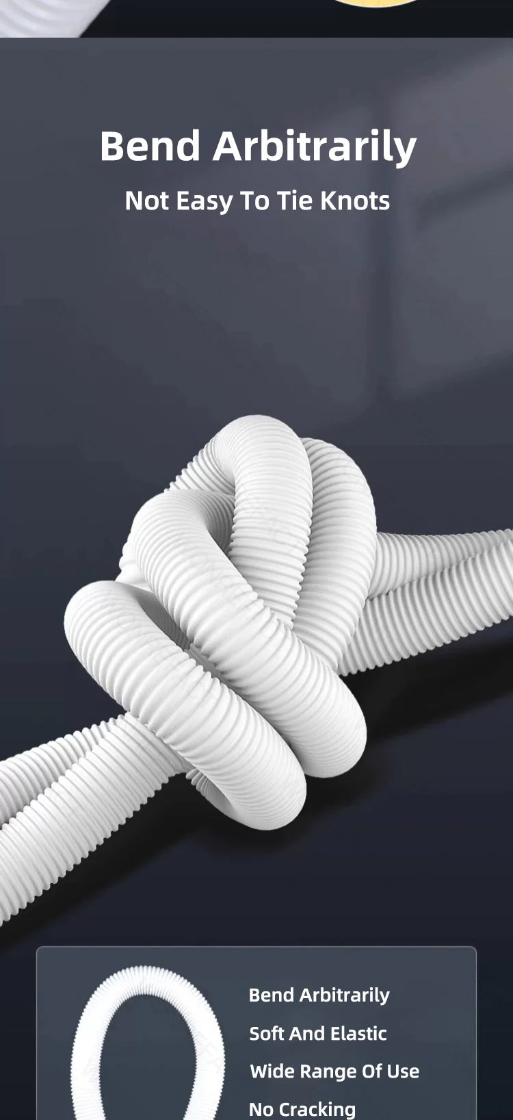 Universal Air Conditioning Drainage Hose Dehumidifier Drain Hose Lengthen 15-20 mm Cuttable Corrugated Drainpipe（White）