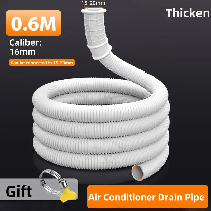 Universal Air Conditioning Drainage Hose Dehumidifier Drain Hose Lengthen 15-20 mm Cuttable Corrugated Drainpipe（White）