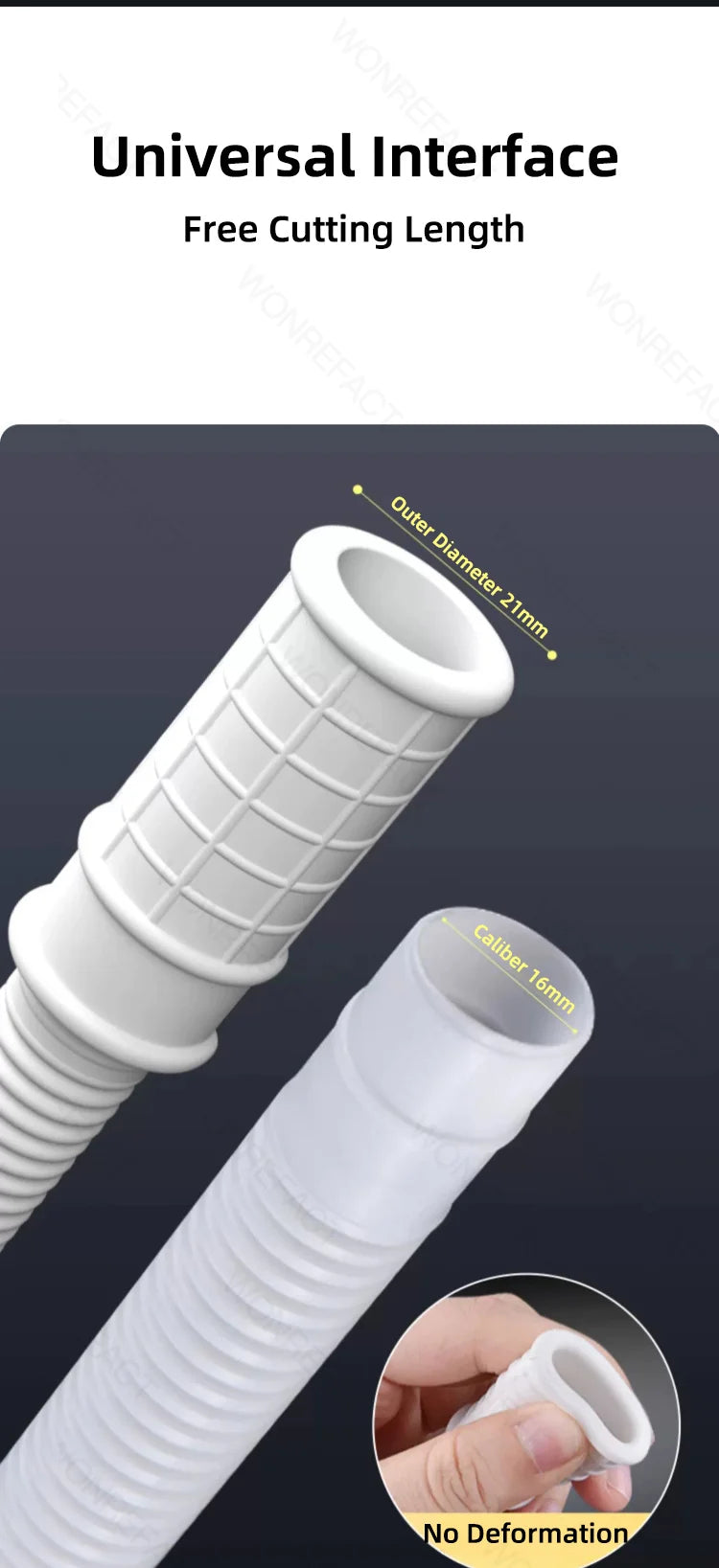 Universal Air Conditioning Drainage Hose Dehumidifier Drain Hose Lengthen 15-20 mm Cuttable Corrugated Drainpipe（White）