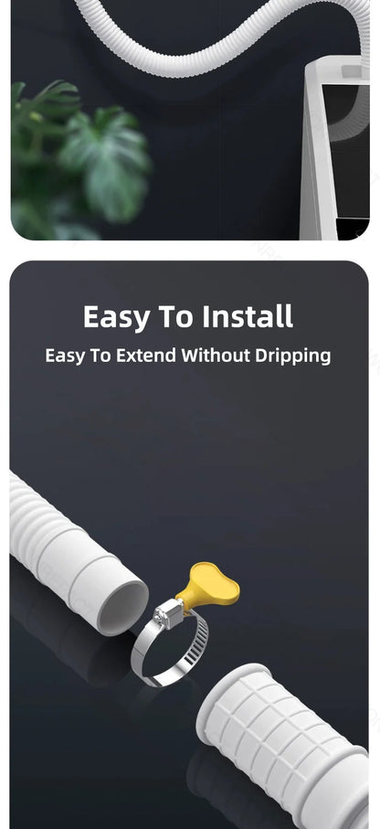 Universal Air Conditioning Drainage Hose Dehumidifier Drain Hose Lengthen 15-20 mm Cuttable Corrugated Drainpipe（White）