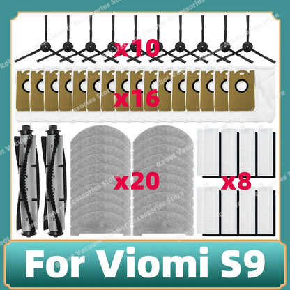 Compatible For Viomi S9 Main Side Brush Mop Cloth Hepa Filter Dust Bag Accessories Replacement Spare Parts