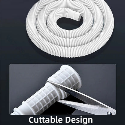Universal Air Conditioning Drainage Hose Dehumidifier Drain Hose Lengthen 15-20 mm Cuttable Corrugated Drainpipe（White）