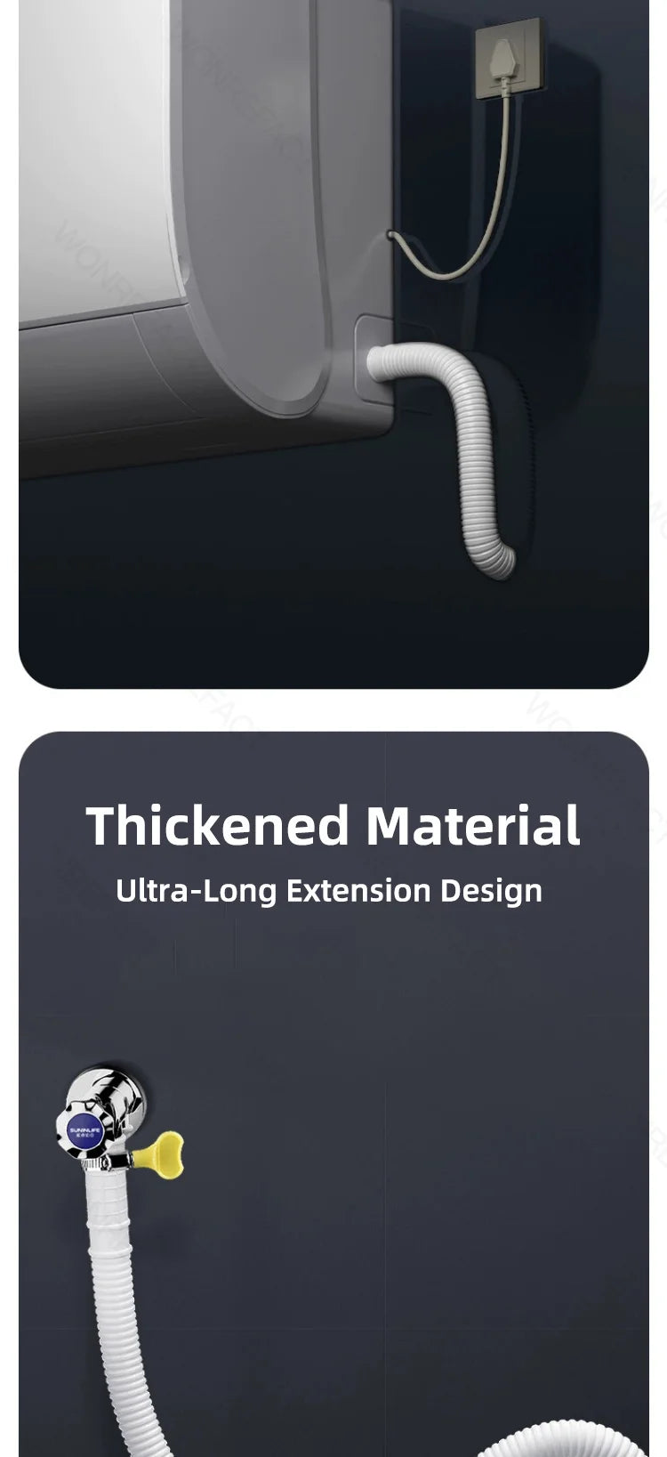 Universal Air Conditioning Drainage Hose Dehumidifier Drain Hose Lengthen 15-20 mm Cuttable Corrugated Drainpipe（White）