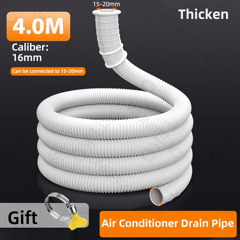 Universal Air Conditioning Drainage Hose Dehumidifier Drain Hose Lengthen 15-20 mm Cuttable Corrugated Drainpipe（White）