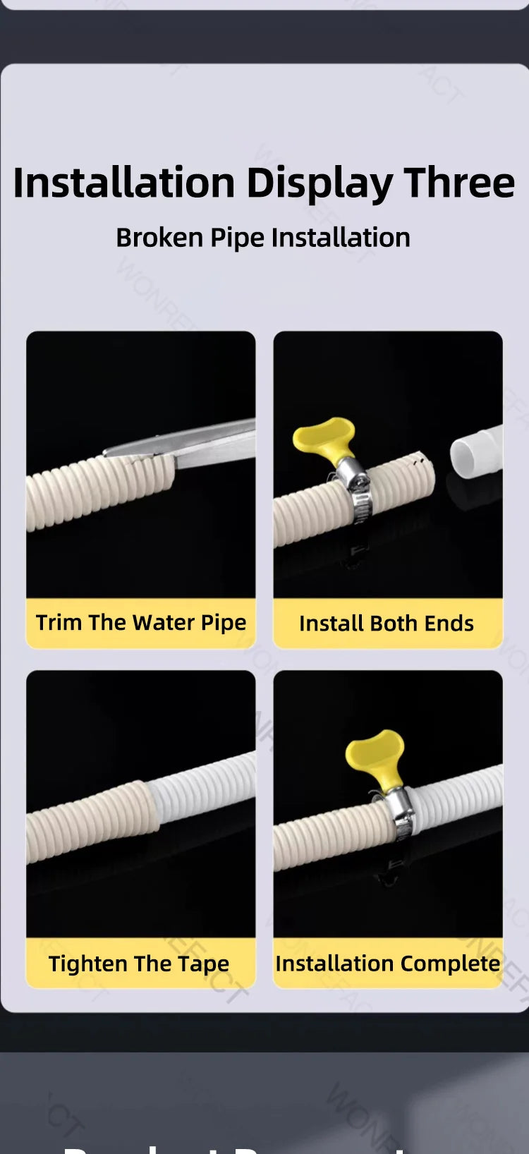 Universal Air Conditioning Drainage Hose Dehumidifier Drain Hose Lengthen 15-20 mm Cuttable Corrugated Drainpipe（White）