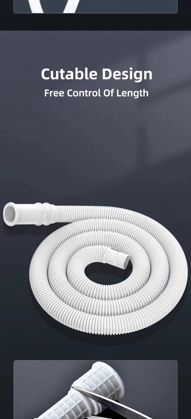 Universal Air Conditioning Drainage Hose Dehumidifier Drain Hose Lengthen 15-20 mm Cuttable Corrugated Drainpipe（White）